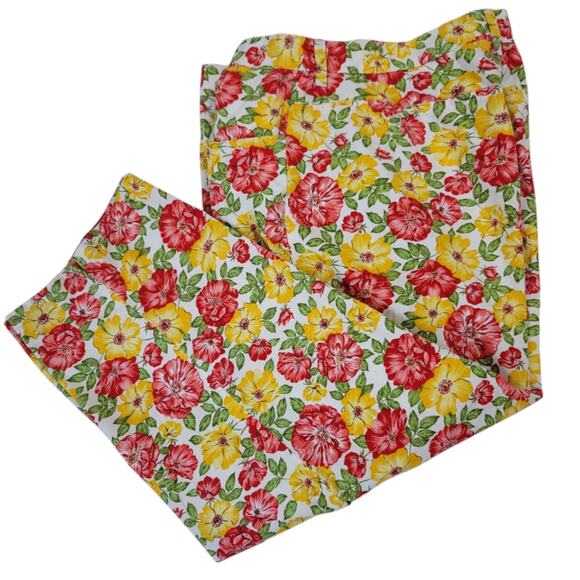 Jones New York Sport Palm Desert Floral Print Capri Pants Stretch Women's 16W - Picture 3 of 10